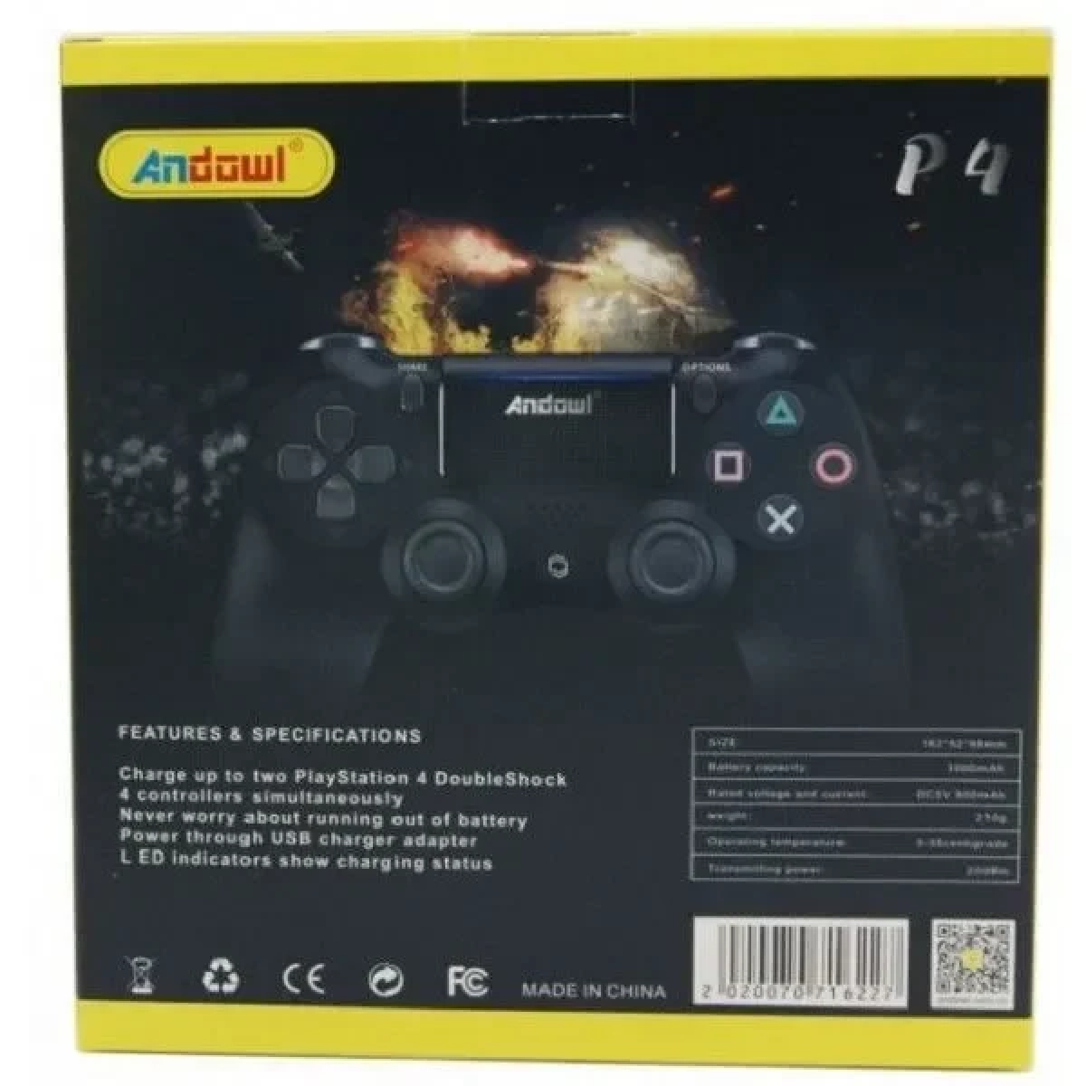 Andowl P4-6227 Ασύρματο Gamepad για PS4 Μαύρο