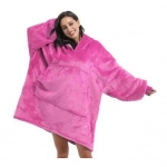 Κουβέρτα Fleece Βελούδινη Με Μανίκια Και Κουκούλα Ultra Plush Huggle Hoodie 70x90εκ Ροζ