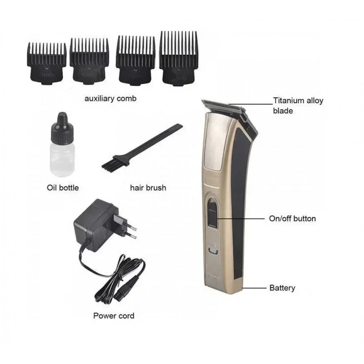 Kemei Επαναφορτιζόμενη Κουρευτική Μηχανή Χρυσή KM-5017