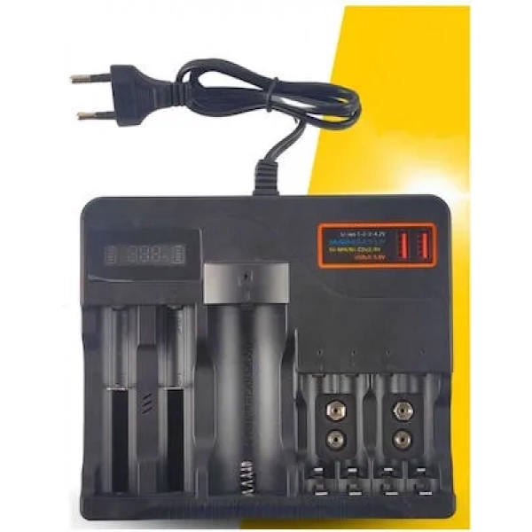 MS-889 Φορτιστής 4 Μπαταριών Li-ion/Ni-Cd/Ni-MH Μεγέθους AA/AAA/18650/21700/16340