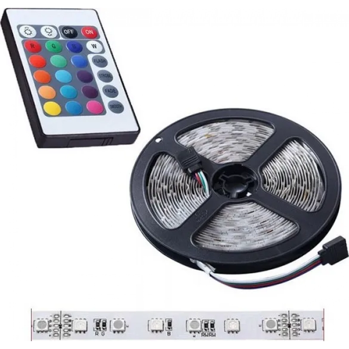 Αδιάβροχη Ταινία LED Τροφοδοσίας 12V RGB Μήκους 5m και 60 LED ανά Μέτρο Σετ με Τηλεχειριστήριο και Τροφοδοτικό Τύπου SMD5050