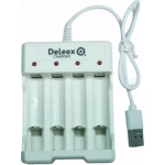 USB Φορτιστής 4 Μπαταριών Ni-Cd/Ni-MH Μεγέθους AA/AAA σε Λευκό χρώμα