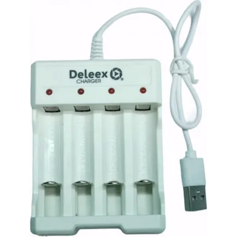 USB Φορτιστής 4 Μπαταριών Ni-Cd/Ni-MH Μεγέθους AA/AAA σε Λευκό χρώμα