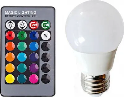 Led Λαμπα Rgb Με Τηλεχειριστηριο, Εναλλαγη 16 Χρωματων &Amp; Λευκο Φωσ - Remote Control Led Colorful Lamp
