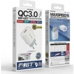 WK Φορτιστής με Θύρα USB-A και Καλώδιο USB-C 18W Quick Charge 3.0 Λευκός (WP-U57)