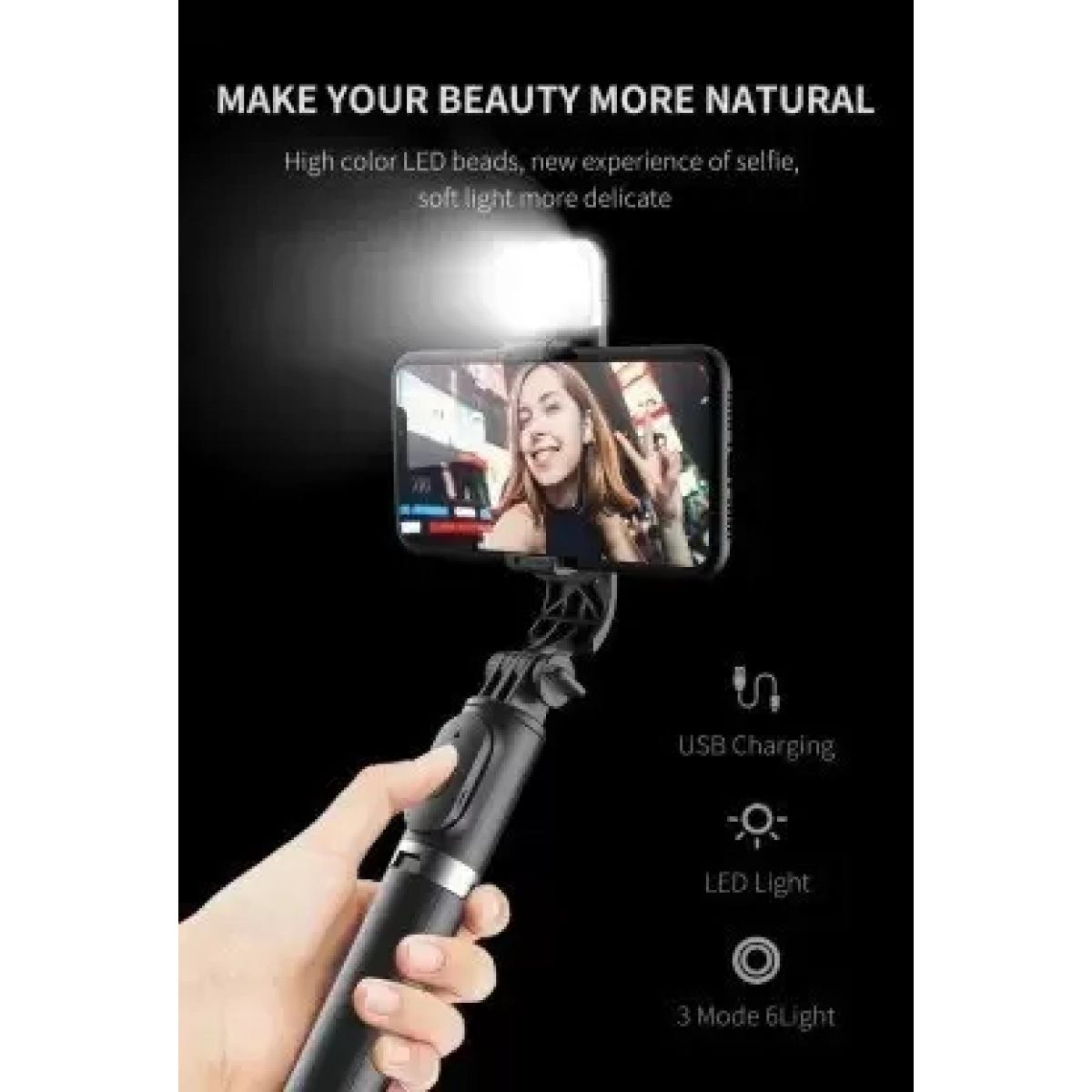 Filiz Q07 Selfie Stick με Bluetooth Μαύρο