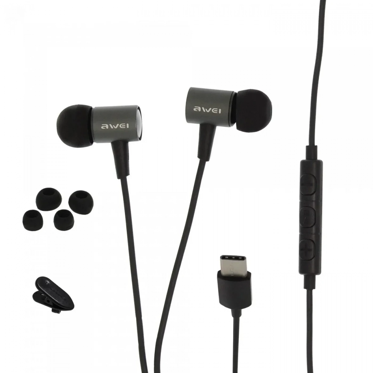 Awei TC-7 In-ear Handsfree με Βύσμα USB-C Μαύρο