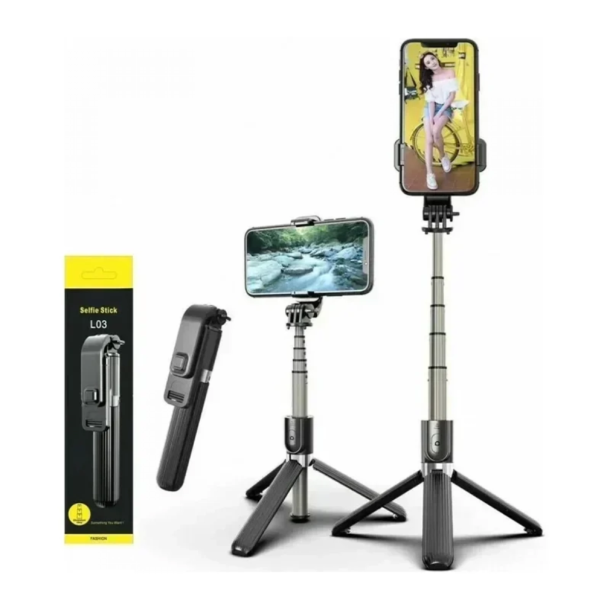 L03 Selfie Stick με Bluetooth Μαύρο