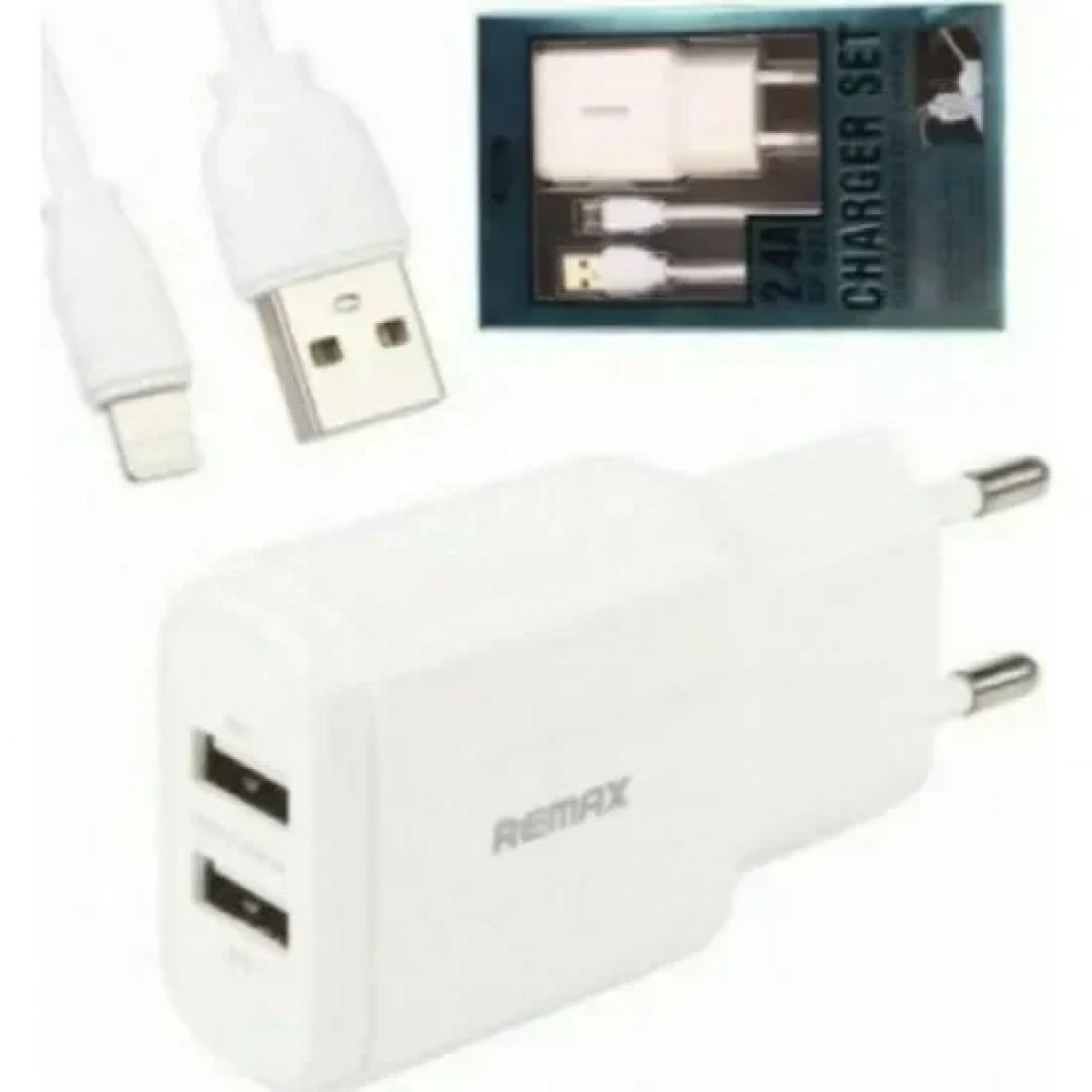 Remax Φορτιστής με 2 Θύρες USB-A και Καλώδιο Lightning Λευκός (RP-U22)