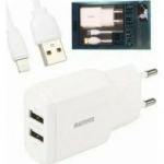 Remax Φορτιστής με 2 Θύρες USB-A και Καλώδιο Lightning Λευκός (RP-U22)