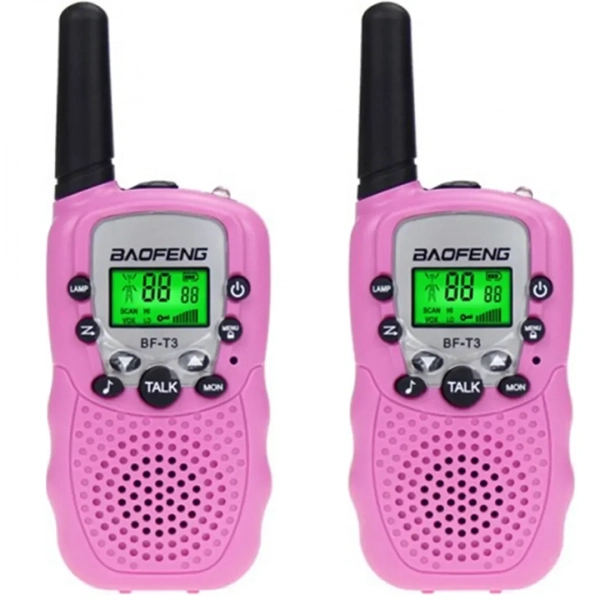Baofeng BF-T3 Walkie Talkie με Μονόχρωμη Οθόνη Σετ 2τμχ σε Ροζ Χρώμα