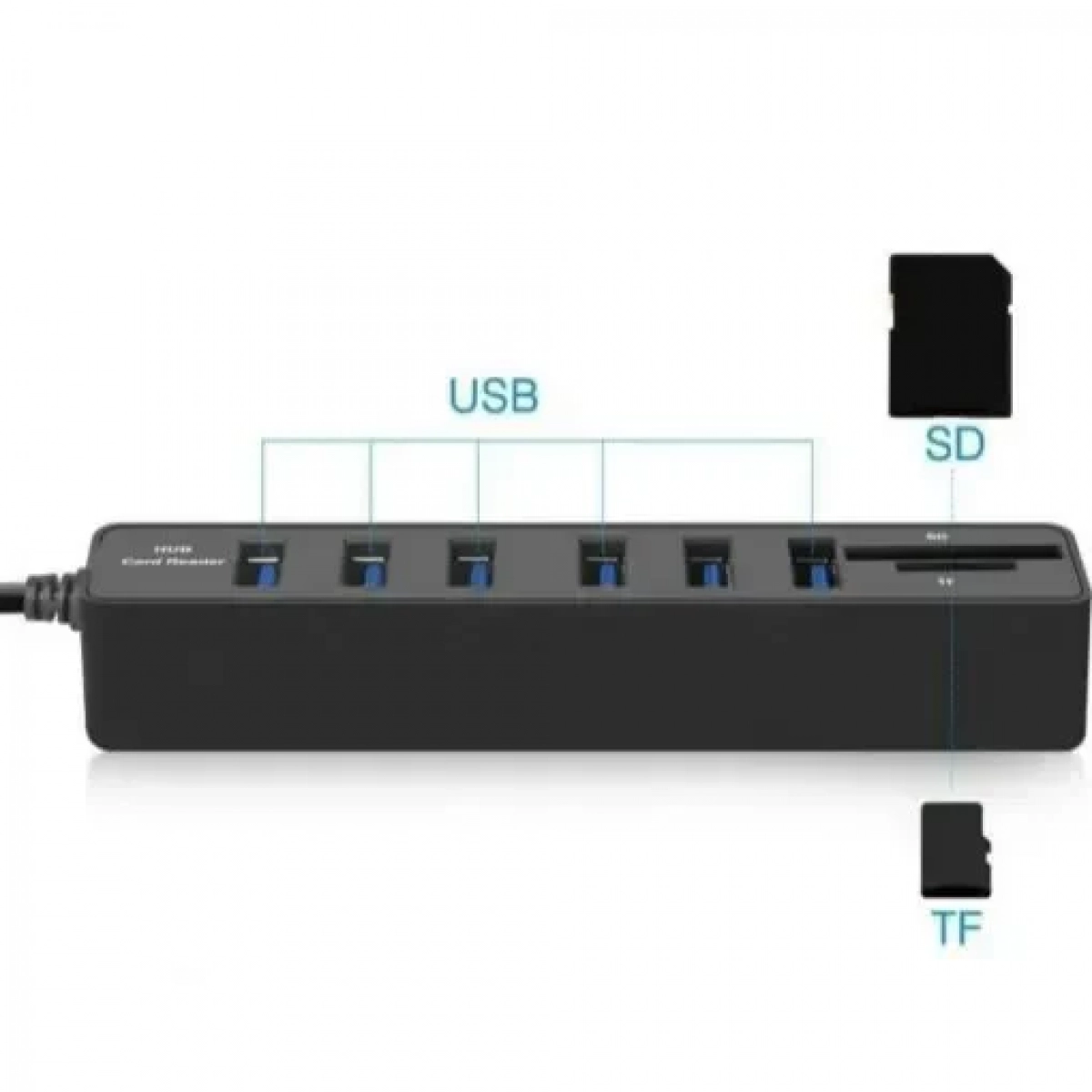 Andowl Q-HU300 USB 3.0 Hub 8 Θυρών με σύνδεση USB-A & Θύρα Φόρτισης (04003QHC50BK)