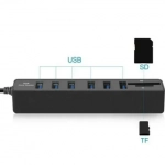 Andowl Q-HU300 USB 3.0 Hub 8 Θυρών με σύνδεση USB-A & Θύρα Φόρτισης (04003QHC50BK)