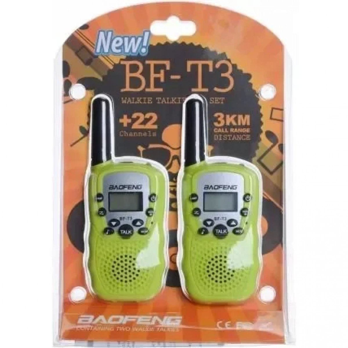 Baofeng BF-T3 Walkie Talkie με Μονόχρωμη Οθόνη Σετ 2τμχ σε Πράσινο Χρώμα