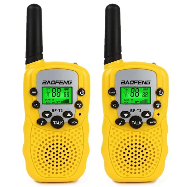 Baofeng BF-T3 Walkie Talkie με Μονόχρωμη Οθόνη Σετ 2τμχ σε Κίτρινο Χρώμα