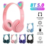 P47M Cat Ear Ασύρματα/Ενσύρματα On Ear Ακουστικά Γαλάζιο