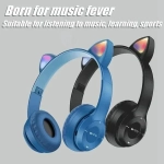 P47M Cat Ear Ασύρματα/Ενσύρματα On Ear Ακουστικά Μαύρα