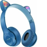 P47M Cat Ear Ασύρματα/Ενσύρματα On Ear Ακουστικά Μπλε