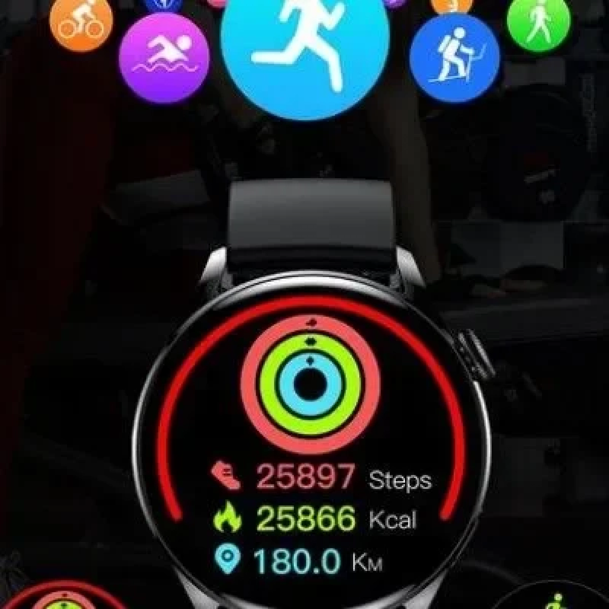 Keshuyu GT5 Stainless Steel 46mm Smartwatch με Παλμογράφο (Μαύρο)