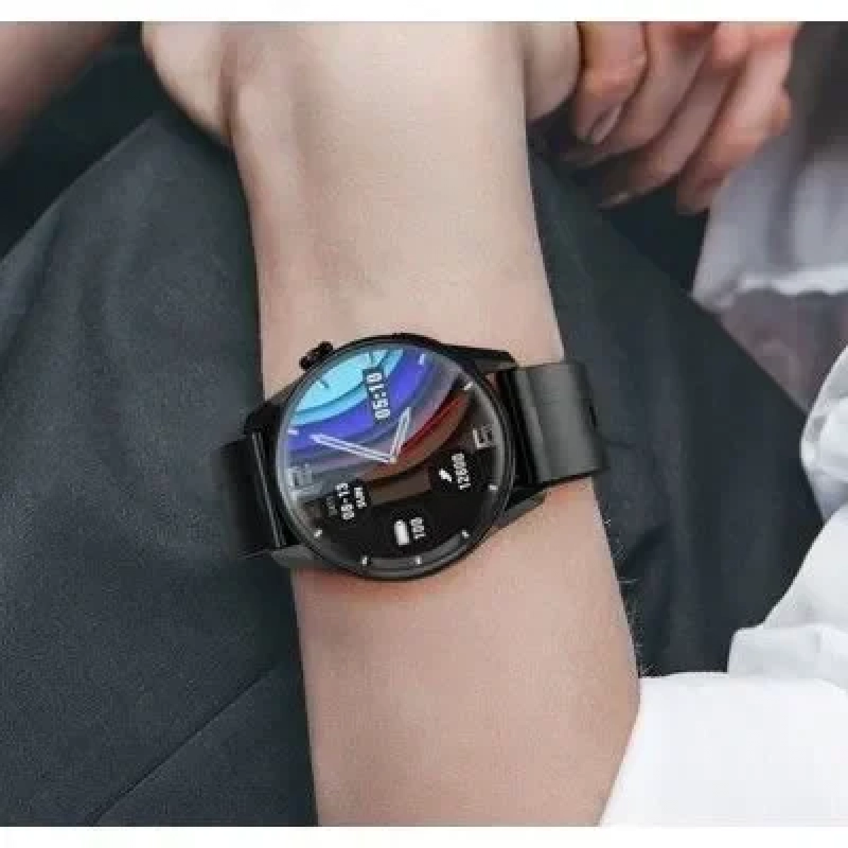 Keshuyu GT5 Stainless Steel 46mm Smartwatch με Παλμογράφο (Μαύρο)