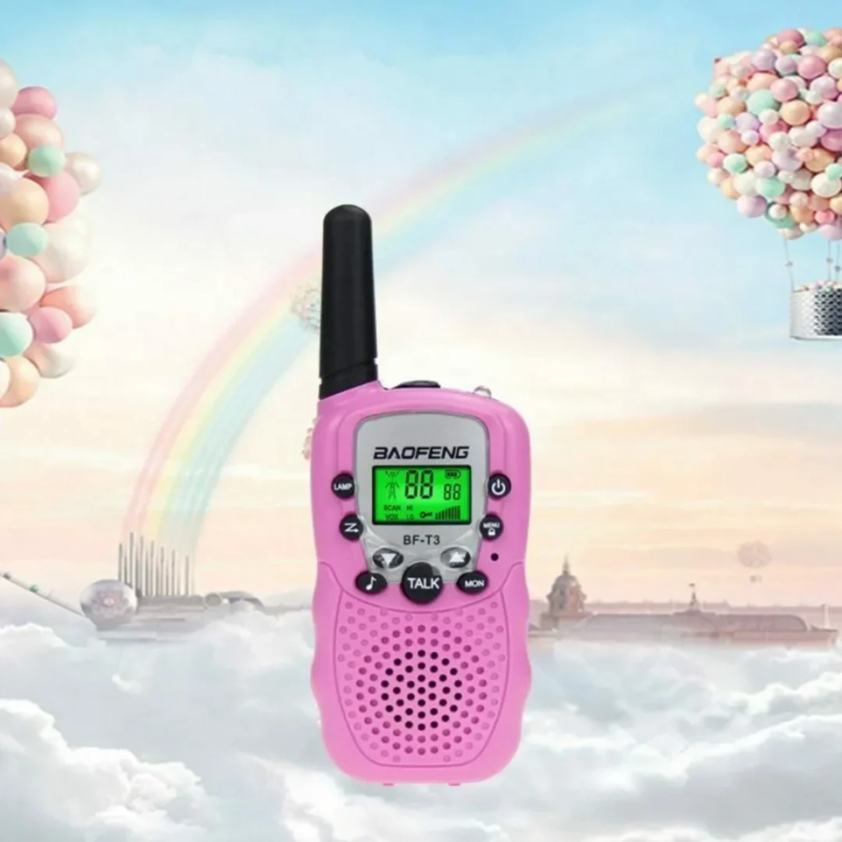 Baofeng BF-T3 Walkie Talkie με Μονόχρωμη Οθόνη Σετ 2τμχ σε Ροζ Χρώμα