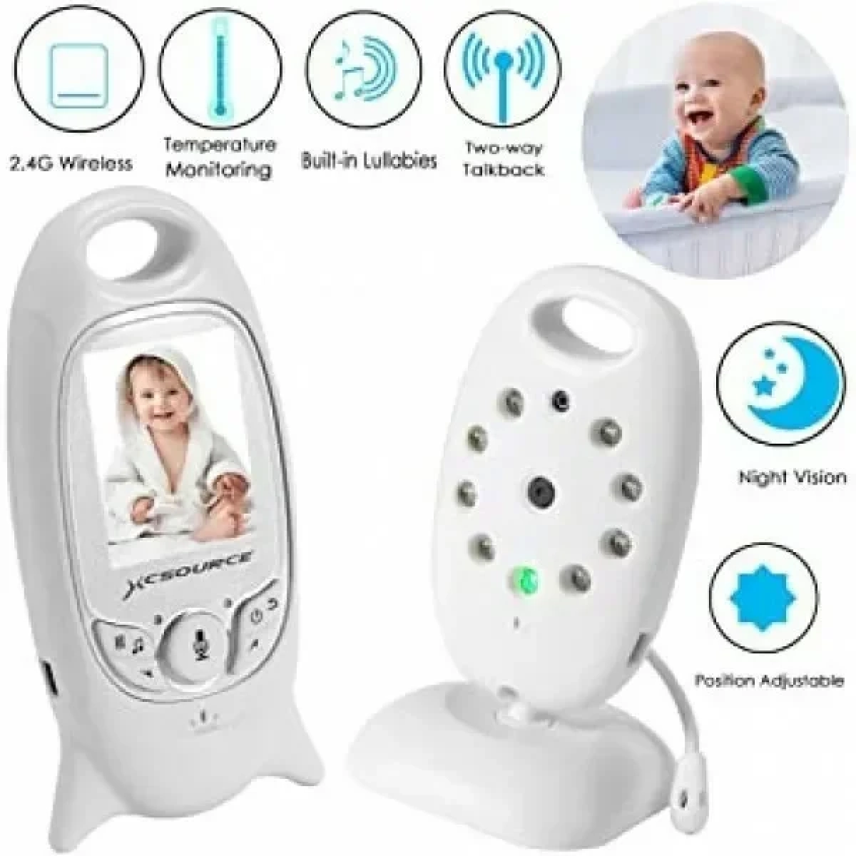 Ασύρματη Ενδοεπικοινωνία Μωρού Baby Monitor με Κάμερα & Οθόνη 2" με Νανουρίσματα 10127-31 - Image 2