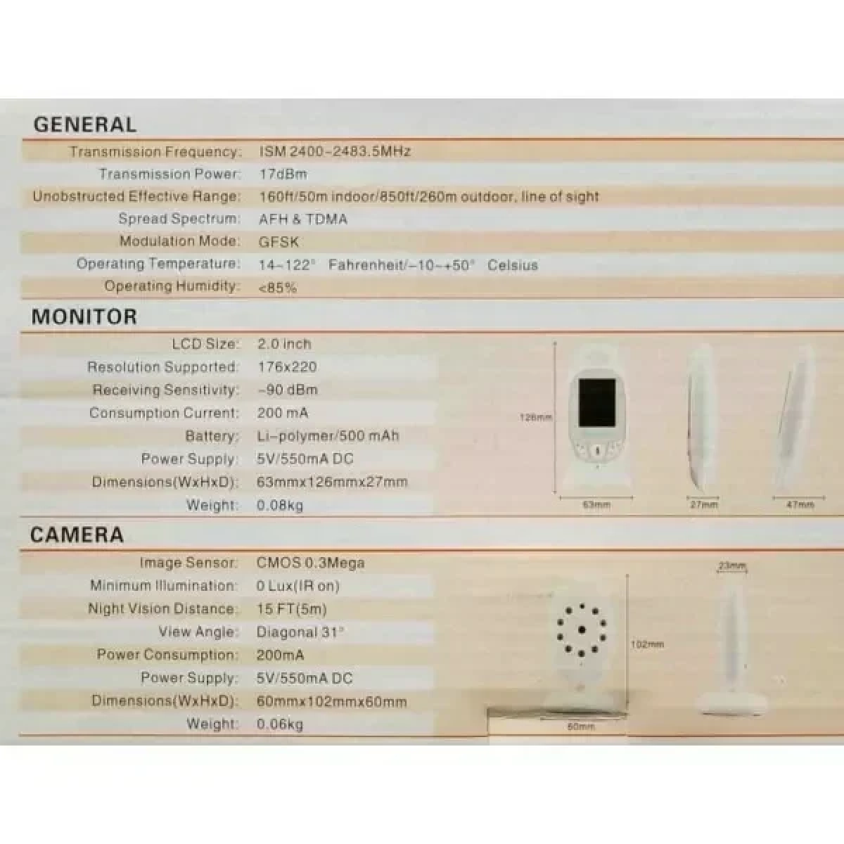 Ασύρματη Ενδοεπικοινωνία Μωρού Baby Monitor με Κάμερα & Οθόνη 2" με Νανουρίσματα 10127-31 - Image 4