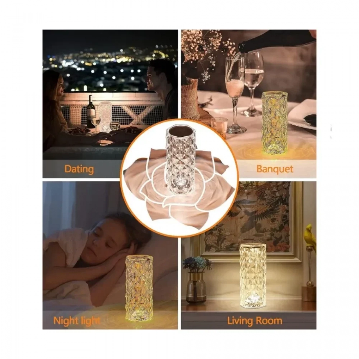 Φωτιστικό Πορτατίφ LED – Rose Diamond Table Touch Lamp Διάφανο