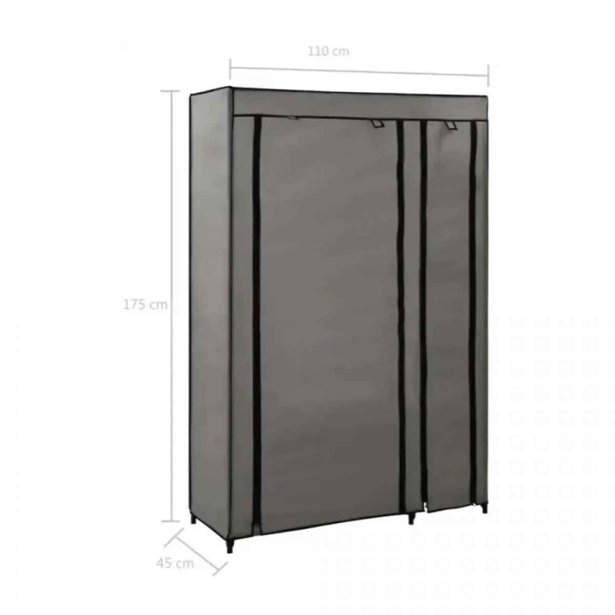 Ντουλάπα Αναδιπλούμενη Γκρι 110 x 45 x 175 εκ. Υφασμάτινη 282423
