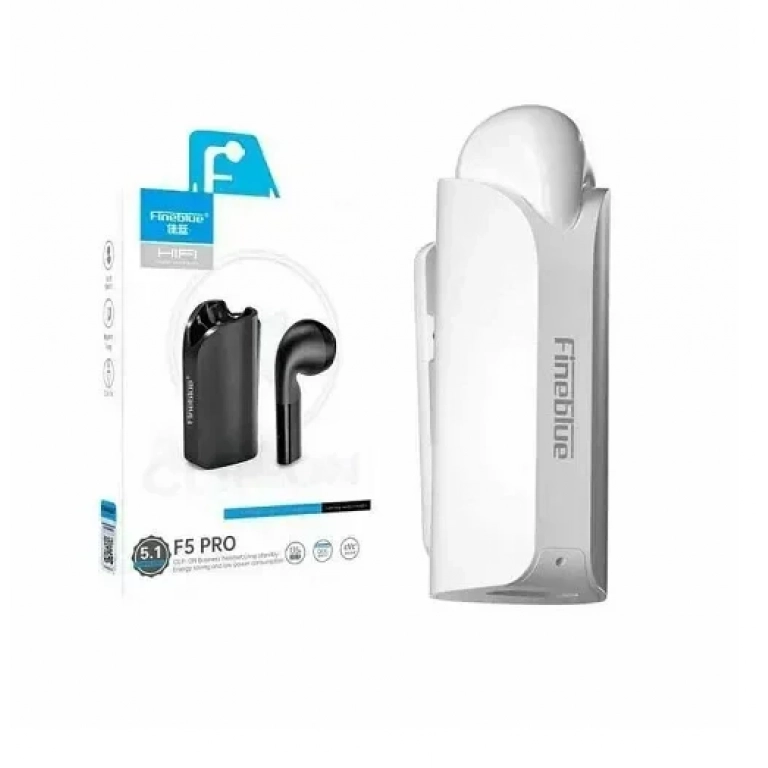Fineblue F5 Pro Earbud Bluetooth Handsfree Ακουστικό με Θήκη Φόρτισης Λευκό