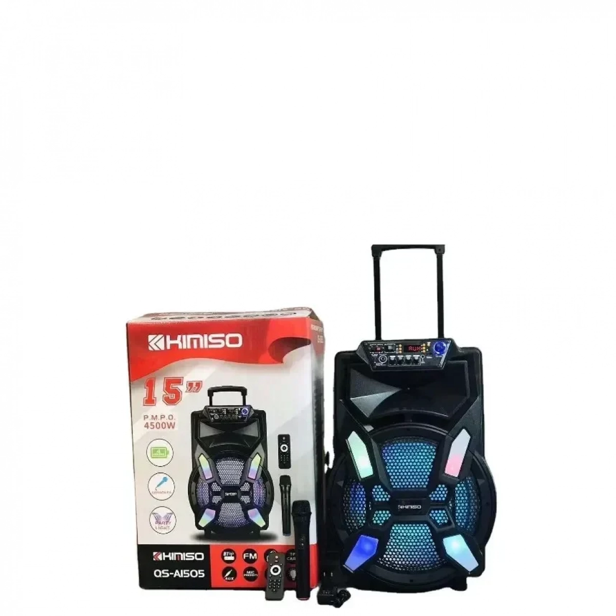 Ηχείο με μικρόφωνο Kimiso QS-A1505 BT (15"BASS/3000W) | Ηχείο Bluetooth | Ηχείο βαλίτσας