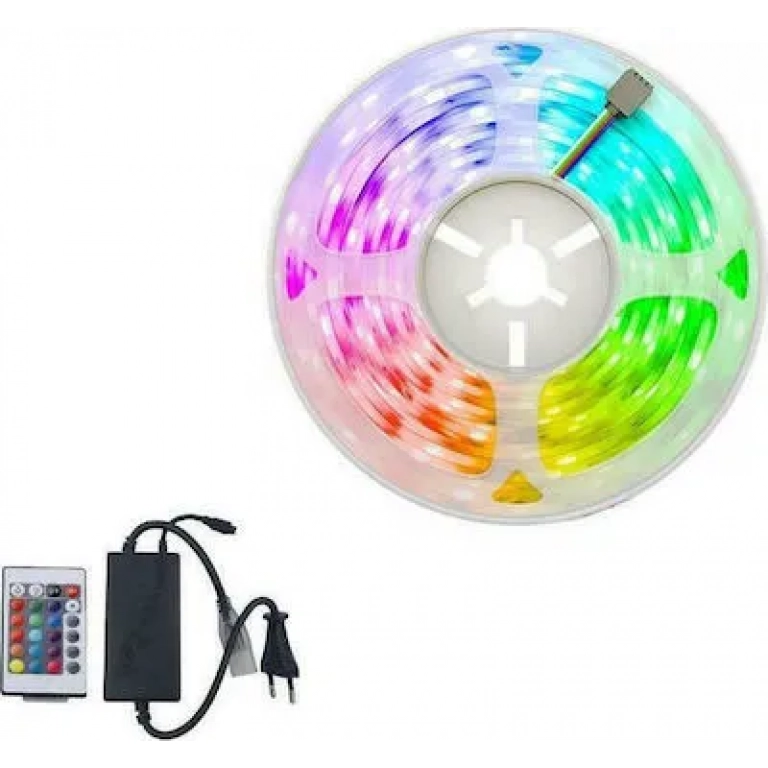 Ταινία LED Τροφοδοσίας 12V RGB Μήκους 10m με Τηλεχειριστήριο