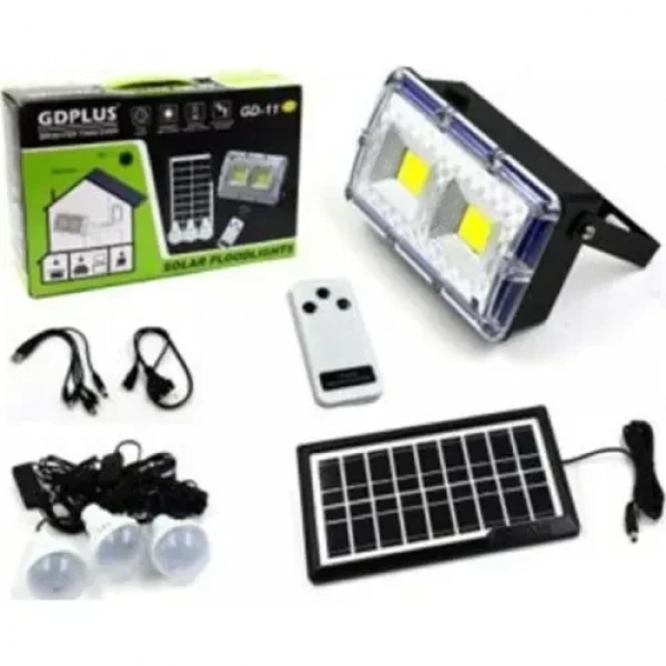 Ηλιακό Σύστημα Προβολέα + Λάμπες LED 3τμχ, Power Bank + Τηλεχειριστήριο GDPLUS GD-11