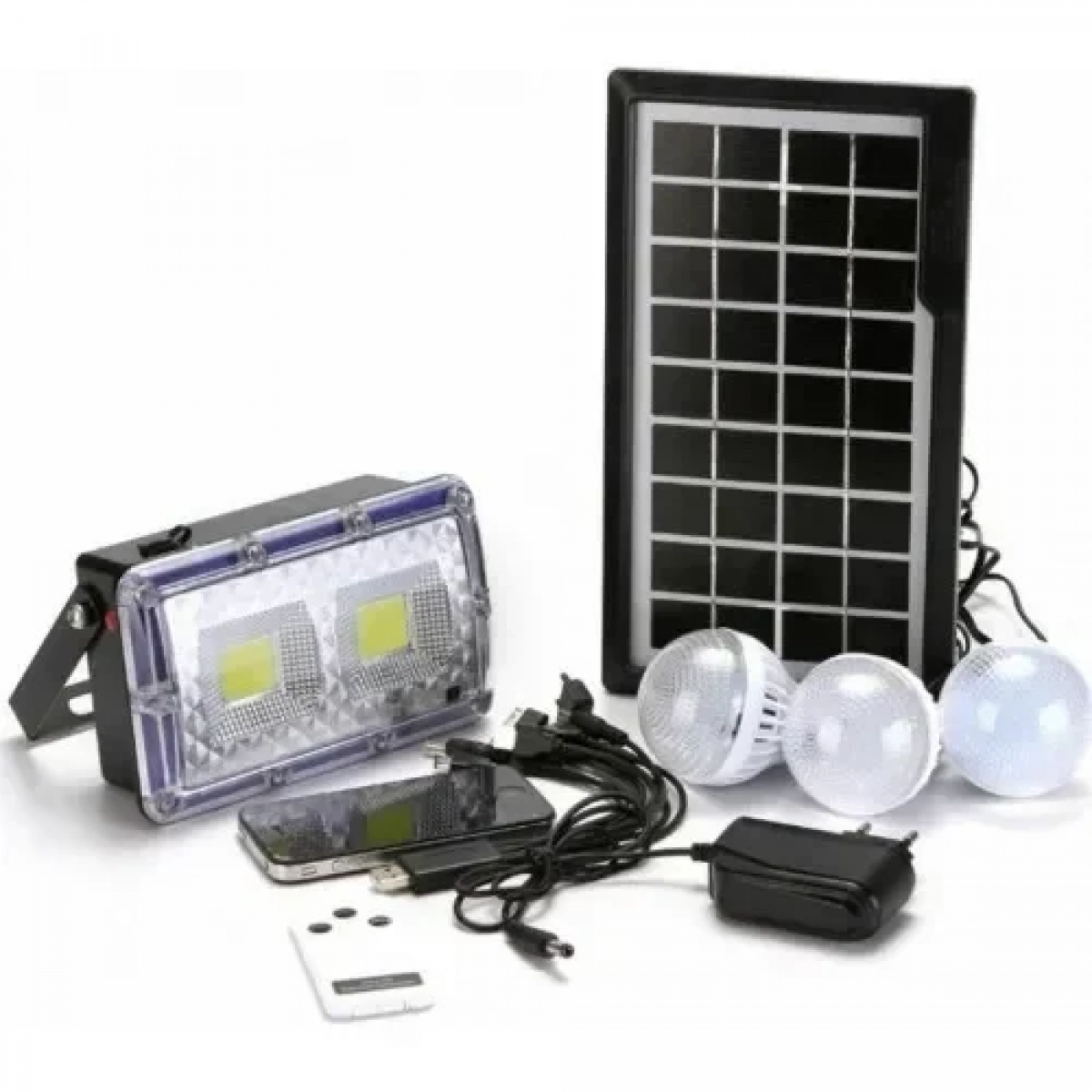 Ηλιακό Σύστημα Προβολέα + Λάμπες LED 3τμχ, Power Bank + Τηλεχειριστήριο GDPLUS GD-11