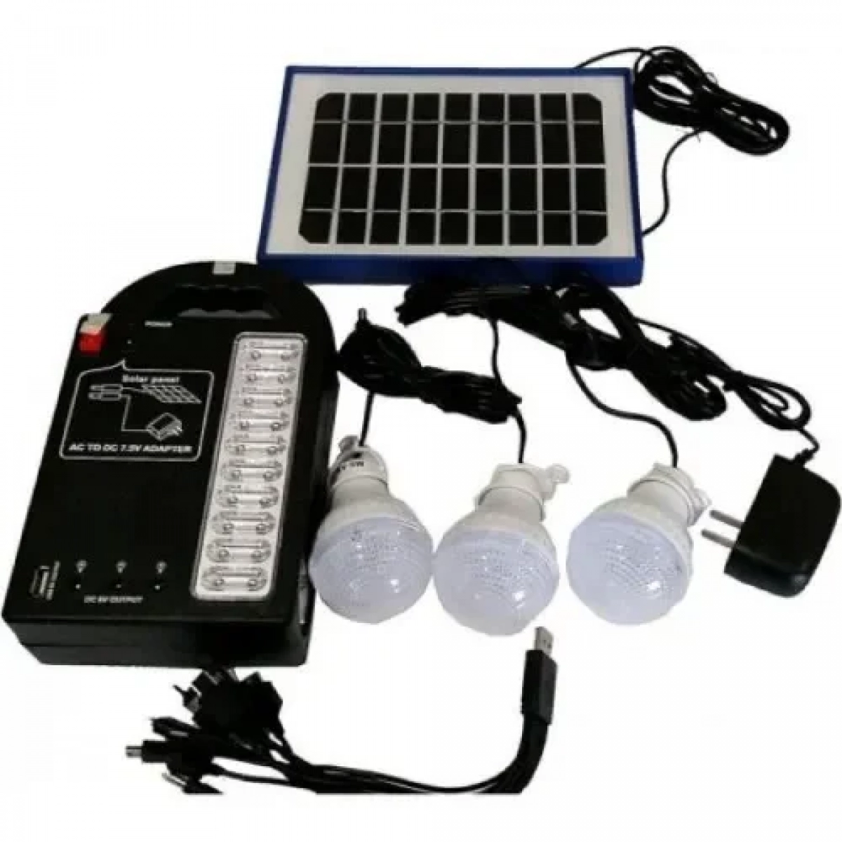 Ηλιακό Σύστημα Προβολέα + Λάμπες LED 3τμχ, Power Bank + Τηλεχειριστήριο GDPLUS GD-11