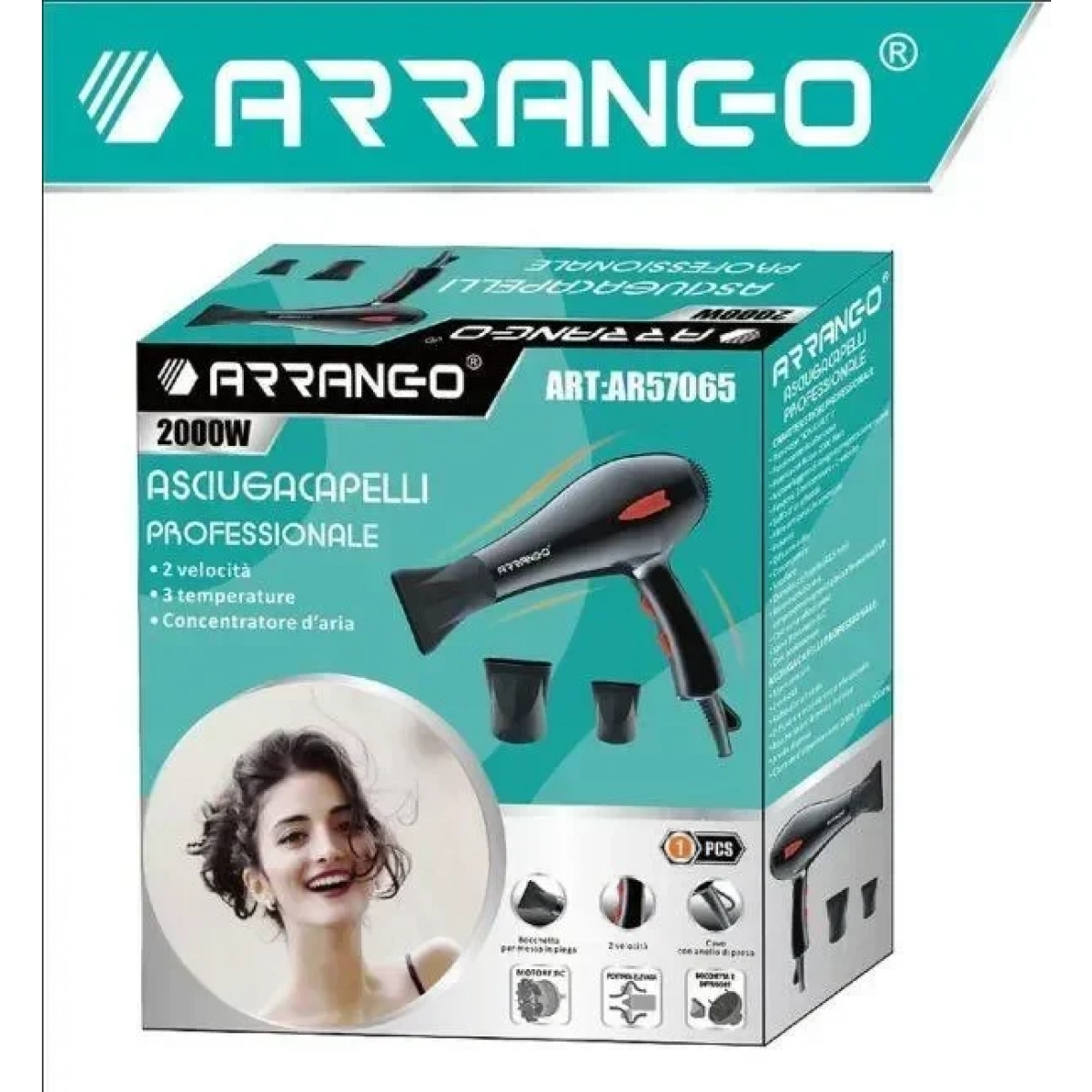 Πιστολάκι Μαλλιών 2000W Arrango AR57065 Μαύρο - Image 4