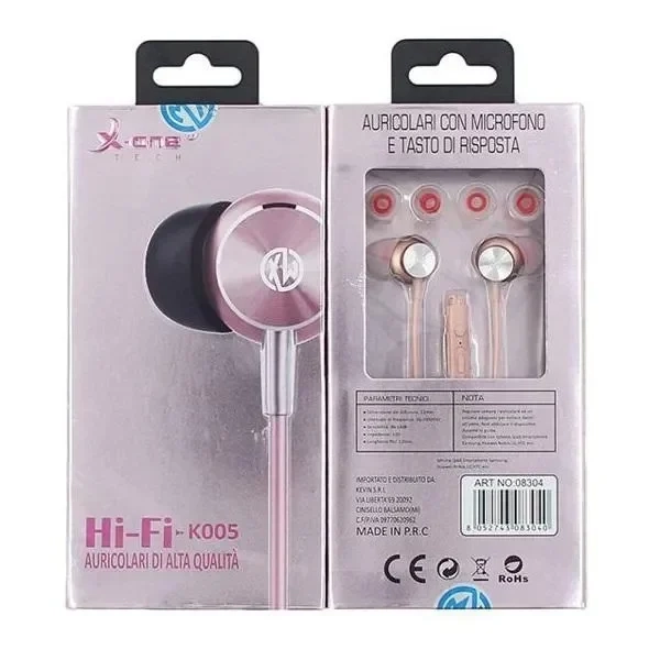 X-One K005 In-ear Handsfree με Βύσμα 3.5mm Ροζ Χρυσό