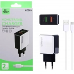Ellietech USB-C Cable & 2x USB Wall Adapter Λευκό (CD203)