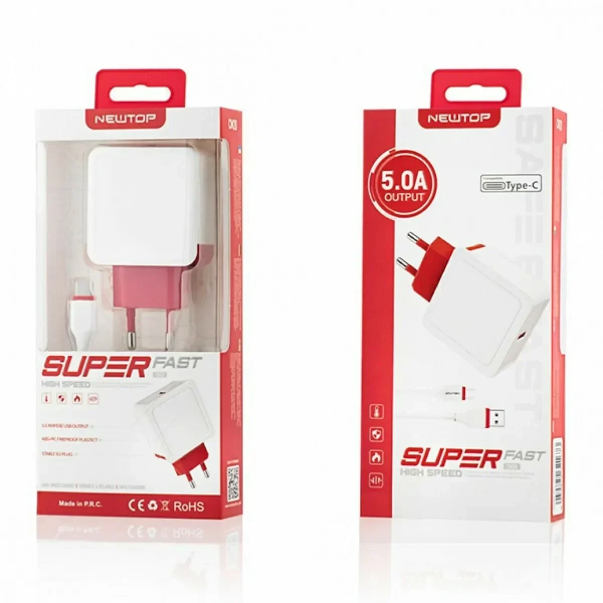 Newtop Φορτιστής με Θύρα USB-A και Καλώδιο USB-C 24W Quick Charge 3.0 Λευκός (CM20) - Image 2