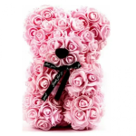 Αρκουδάκι από Τεχνητά Τριαντάφυλλα Ροζ 25cm B106 Σε Κουτί