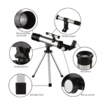 Ερασιτεχνικό Αστρονομικό Τηλεσκόπιο OPTICAL GLASS END METAL TUBE με Zoom 90x, Τρίποδο & Διόπτρα για Παιδιά και Αρχάριους F36050