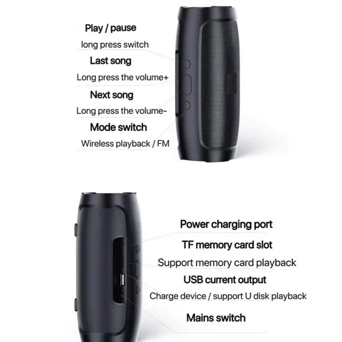 J016 Ηχείο Bluetooth 6W με Διάρκεια Μπαταρίας έως 4 ώρες Μαύρο