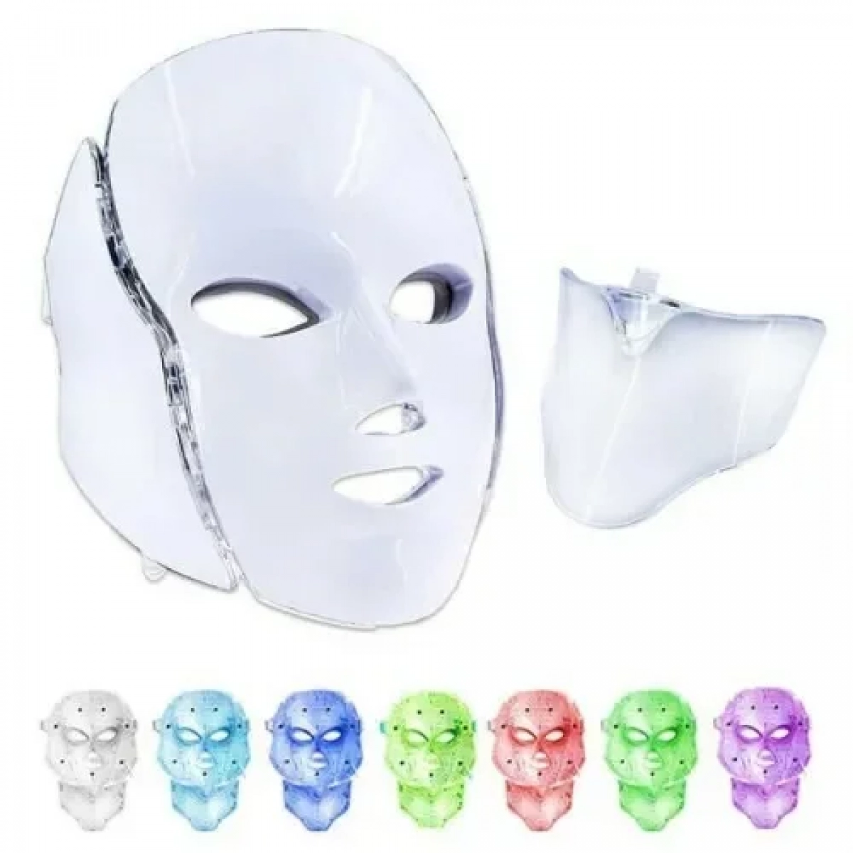 LED ΜΑΣΚΑ ΦΩΤΟΘΕΡΑΠΕΙΑΣ ΠΡΟΣΩΠΟΥ 7 ΧΡΩΜΑΤΩΝ ΜΕ ΛΑΙΜΟ ΚΑΙ 200 ΛΥΧΝΙΕΣ LED