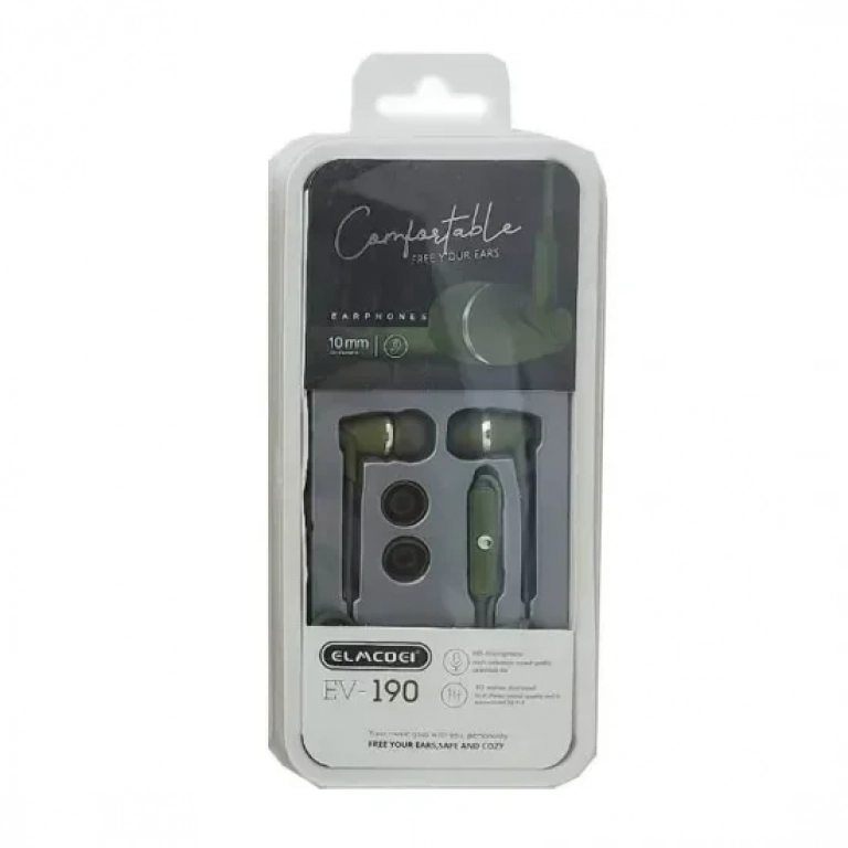 Handsfree Ακουστικά Elmcoei EV190 In-ear με Σύνδεση 3.5mm Jack Πράσινο