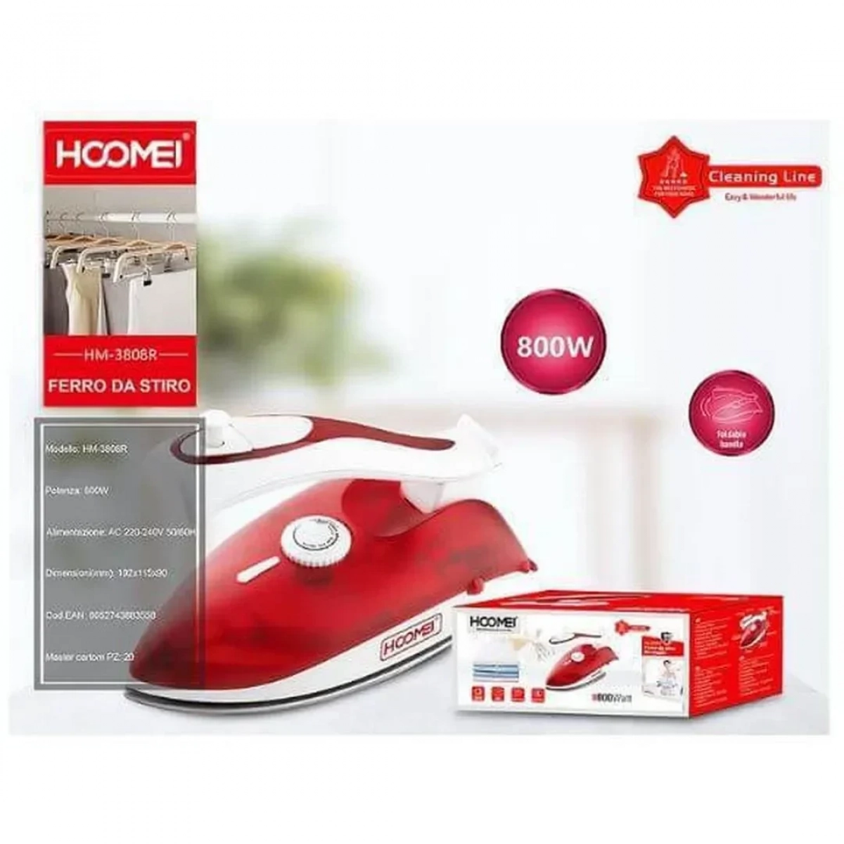 Hoomei HM-3808R Σίδερο Ταξιδίου Ατμού 800W