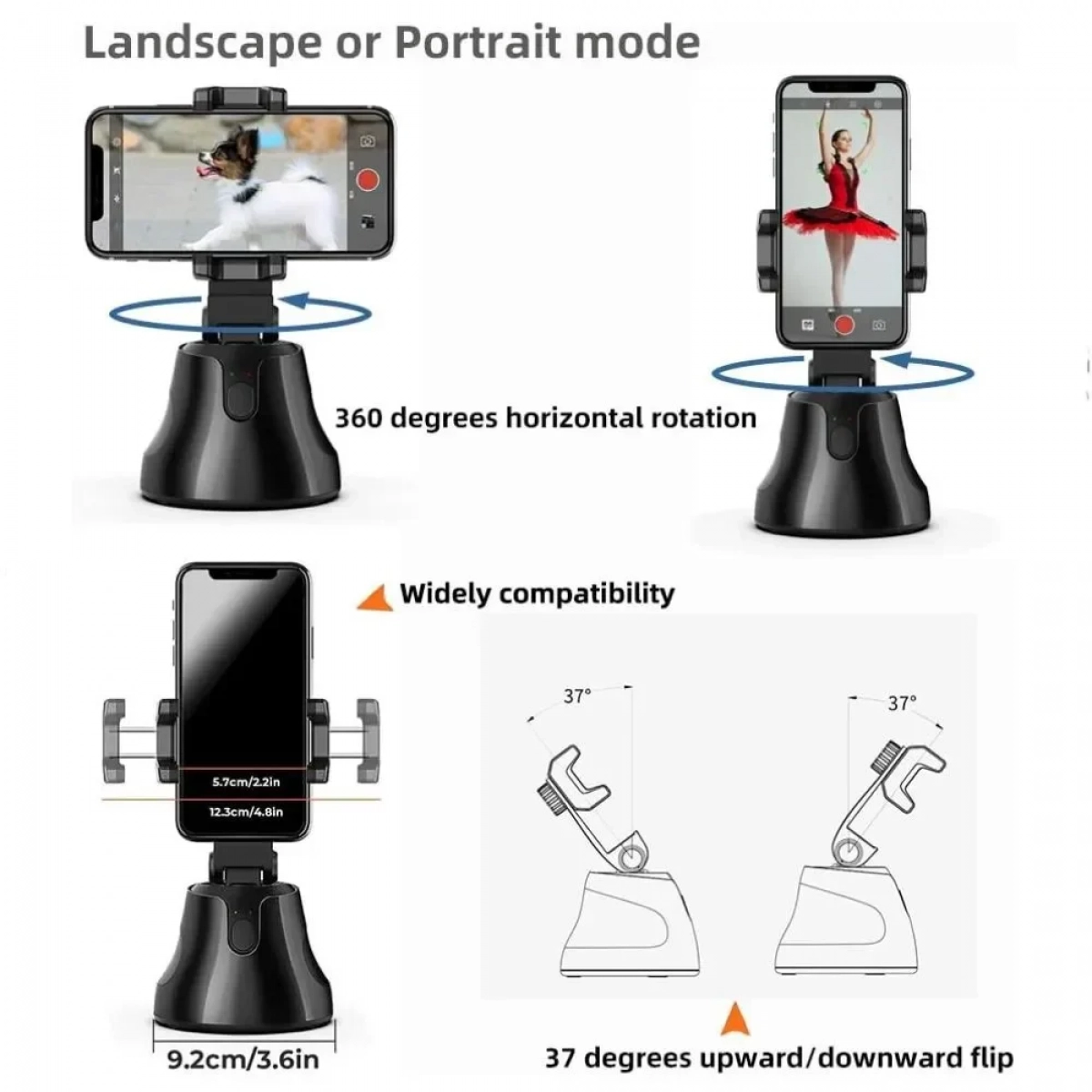 Περιστρεφόμενη Βάση Υποδοχής για Smartphone Apai Genie - Μαύρο - Photo2