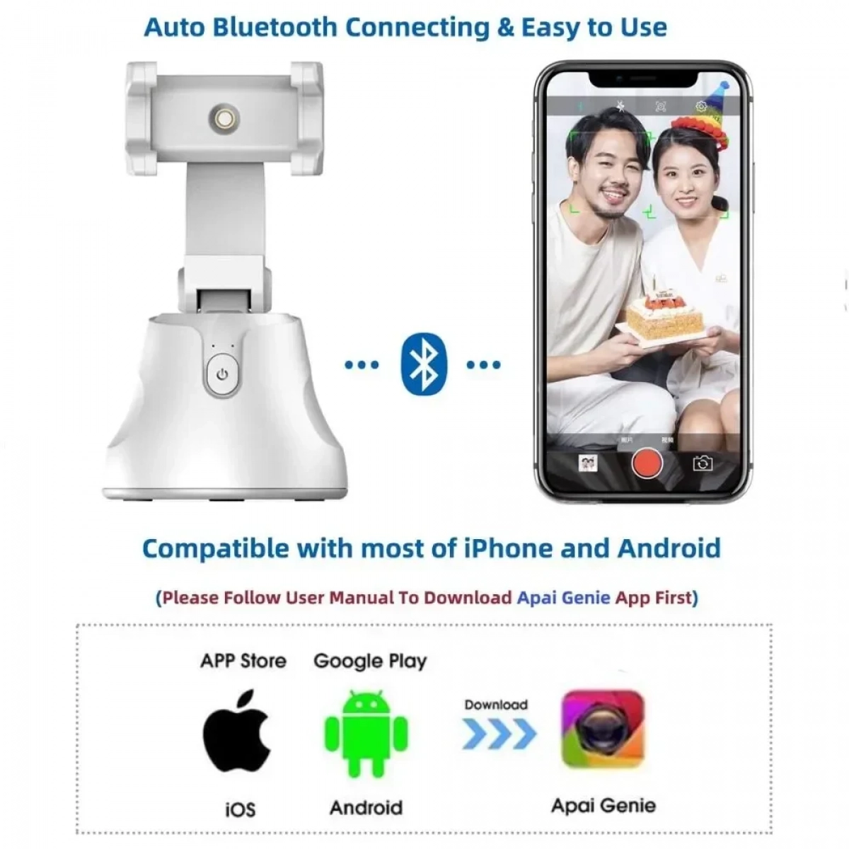 Περιστρεφόμενη Βάση Υποδοχής για Smartphone Apai Genie - Μαύρο - Photo4