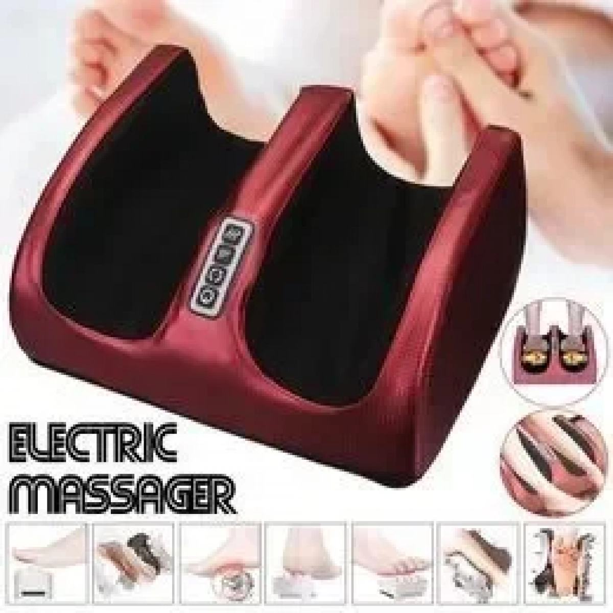 Health Electric Foot Massager Συσκευή Μασάζ Shiatsu για τα Πόδια με Υπέρυθρη Θερμότητα σε Κόκκινο Χρώμα