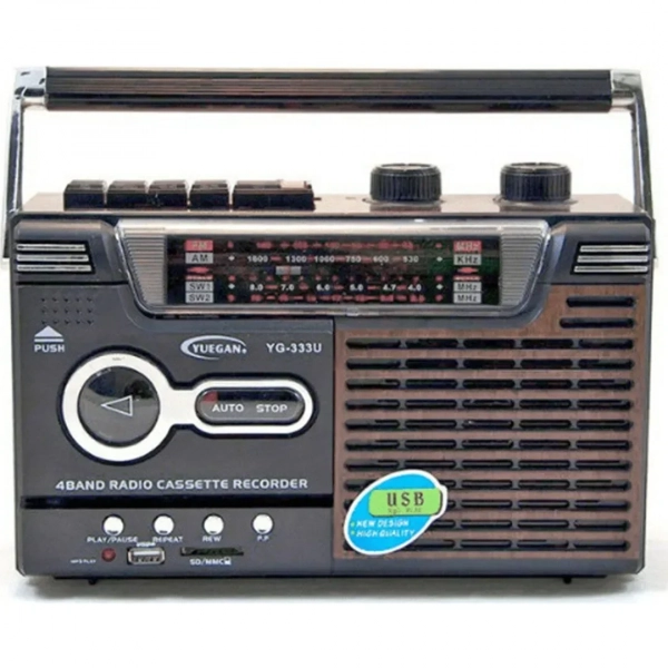 Yuegan YG-333U Φορητό Ραδιόφωνο Ρεύματος / Μπαταρίας με USB Μαύρο