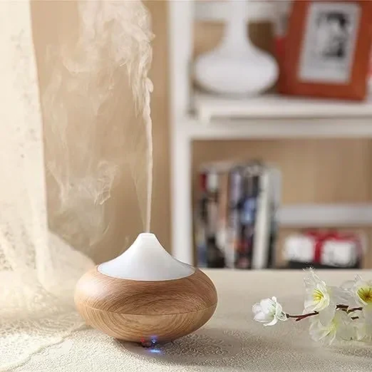 Led Συσκευή Αρωματοθεραπείας Υπερήχων Humidifier Καφέ 400ml